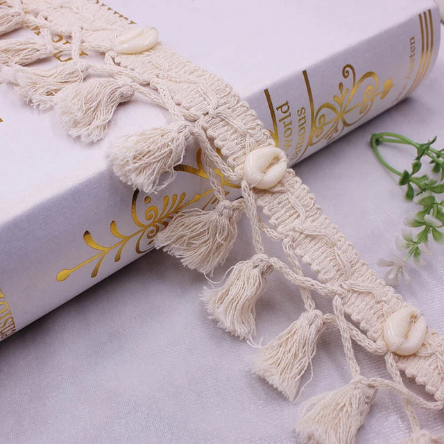 1Yard 5CM Shell Cotton Tassel Crochet Trim Fringe Lace DIY Garment Sewing Trims