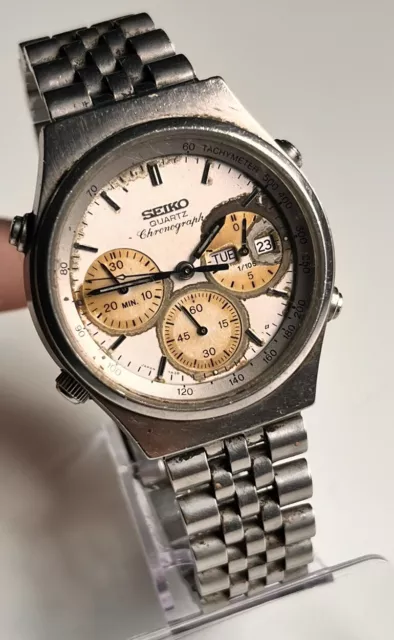 Teildefekt Lesen! Seiko Quartz Chronograph Armbanduhr Herren Uhr