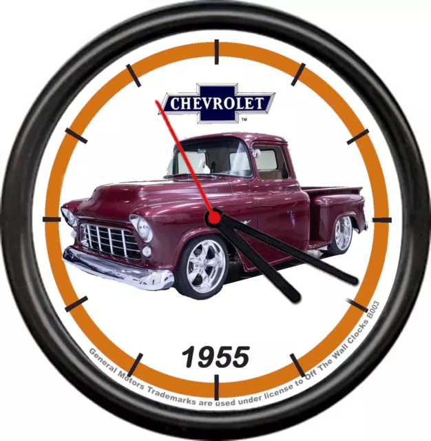 Licensed 1955 55 Chevy Dark Red Step Side Pickup Truck General Motors Wall Clock
