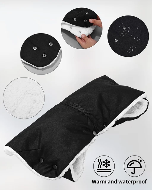Gants/Moufles De Poussette Universels - Polaire Chaude, Tissu Oxford Imperméable - Accessoire Poussette Hiver, Fixation Bouton-Pression