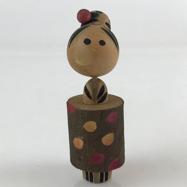 Japanese Wooden Kokeshi Doll Vtg Figurine Traditional Craft Toy KF618