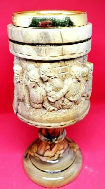 Nice Cup olive wood sculpture last Supper Jerusalem cross hand made holy land