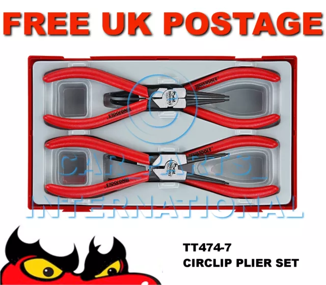 Teng Tools TT47-7 4 Piece Mega Bite Circlip Plier Set internal & external