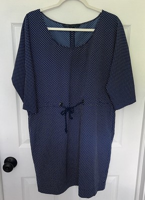 Zara Basic Blue and White Polka Dot Women's Dress Size L