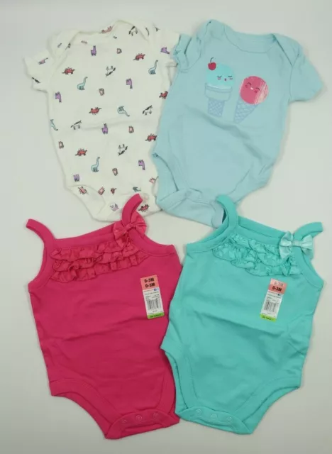 Baby Infant Girl Carters Rene Rafe One Piece Rompers Lot 4 Size 0-3 Mos NEW