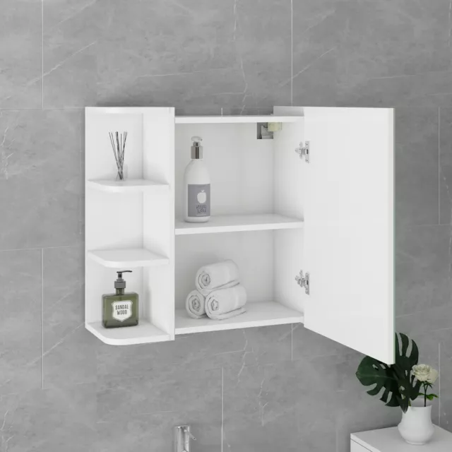 2 piezas de baño MDF armario con espejo y estantes interiores y mueble de lavabo 2