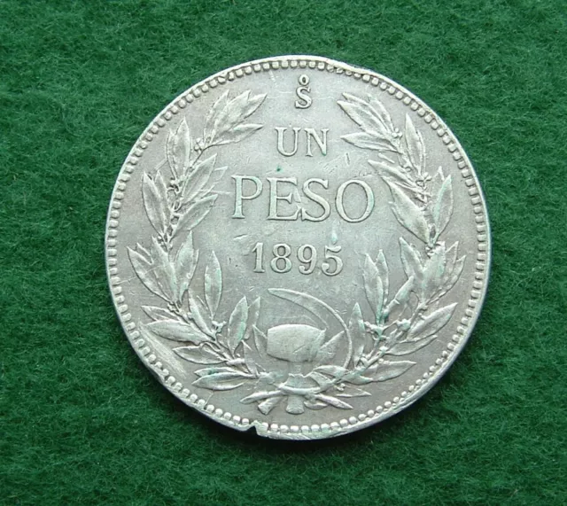 Chile Silver 1 Peso 1895 Nvf