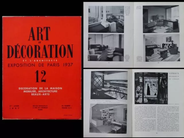 ART ET DECORATION n°12 1937 EXPOSITION 1937, ENSEMBLES MOBILIERS, VITRAIL