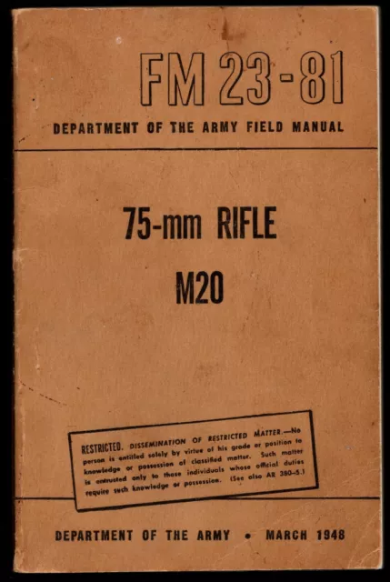 US Army Manual of 75 mm Cal. recoilless rifle  Mounted on WILLYS JEEP FORD 1948