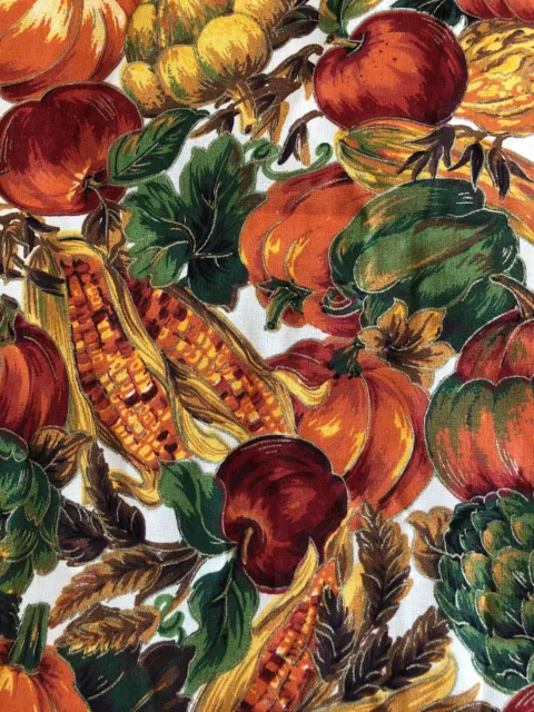 Fall Fruit PUMPKIN CORN SQUASH APPLE Harvest Cotton Fabric Piece Cranston 29x56