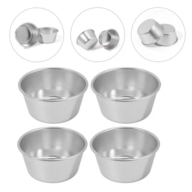 4 Pcs Round Muffin Pans Single Tin Cupcake Non Stick Pudding Cups Multifunction