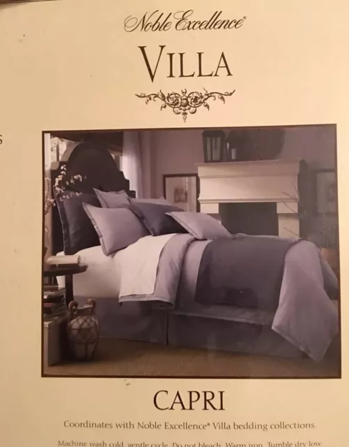 NIP Noble Excellence VILLA Capri Blue Cotton 4pc Full/Queen Duvet Set