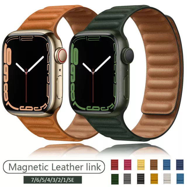 Leder Armband für Apple Watch Magnet Loop 9 8 7 6 5 4 3 SE 38-41-45mm Ultra 49mm 2