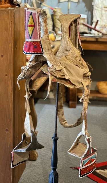 Complete Antique OLD Native American Crow Indian BEADED, PAINTED Saddle 19th C.