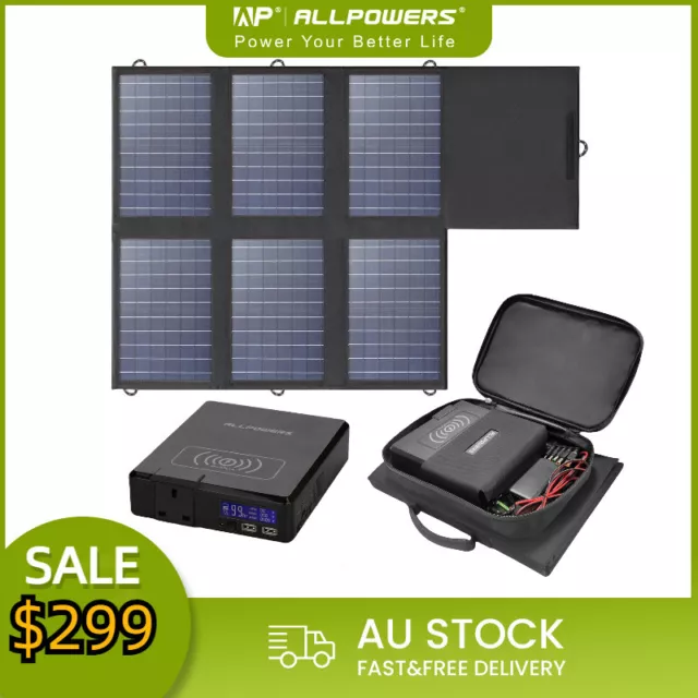 ALLPOWERS 60W Foldable Solar Panel With 200W Solar Generator for Outdoor Camping