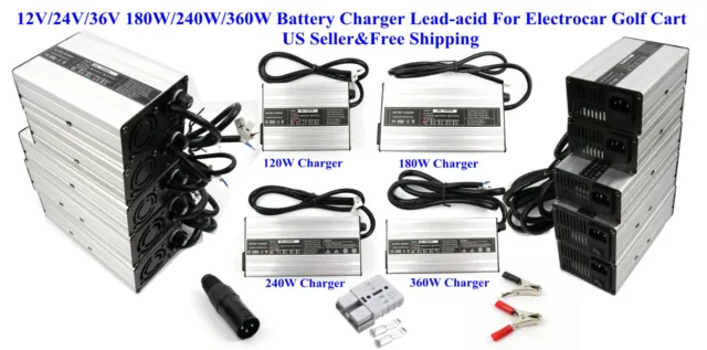 US 12V/24V/36V 5A/8A/10A/20A Battery Charger Lead-acid For Electrocar Golf Cart