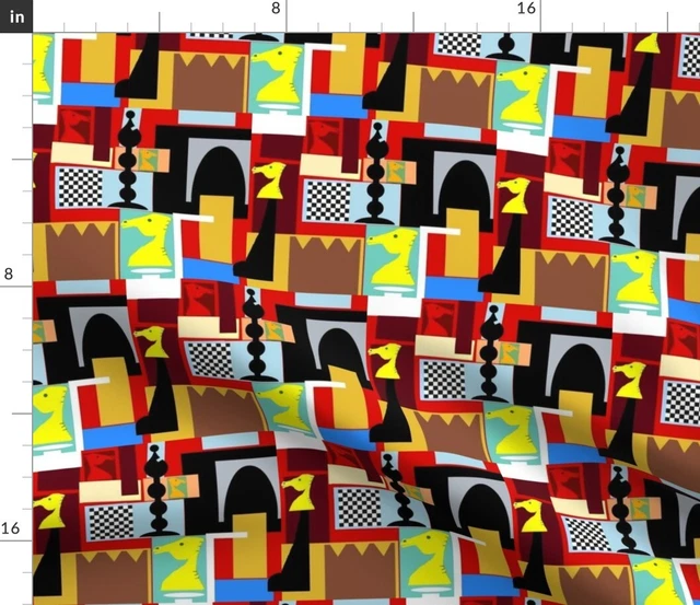 Over Horse Pony Equestrian Chess Checkerboard Spoonflower Fabric by the Yard