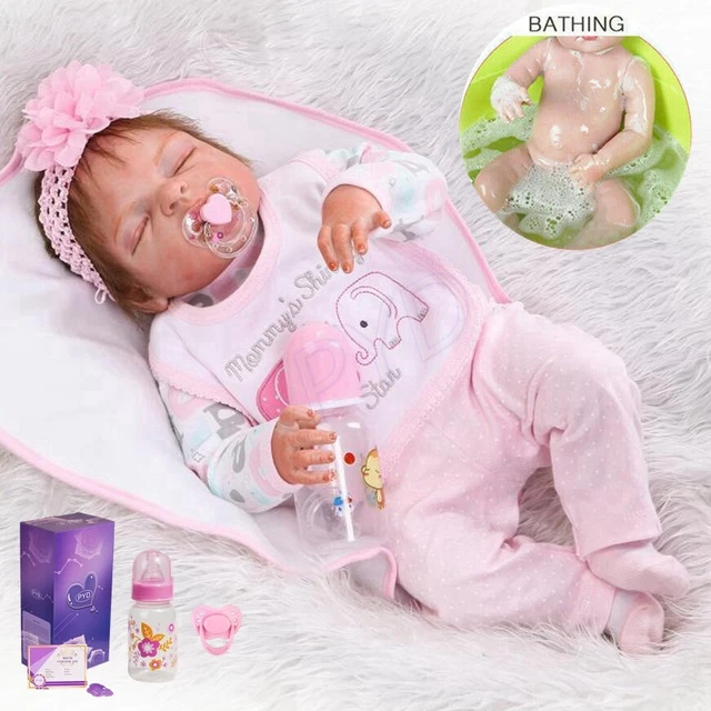 Waterproof Reborn Baby Dolls Full Body Vinyl Silicone Lifelike Newborn Girl Doll