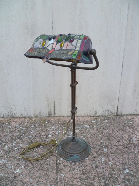 Lampada da tavolo banchiere Stile Tiffany vintage