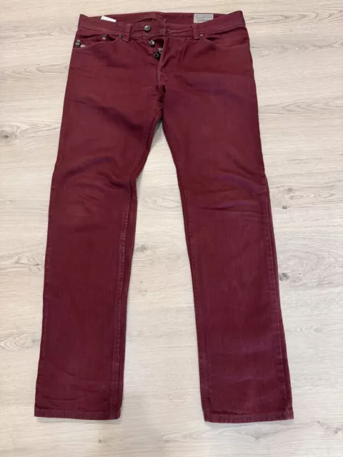 Men's Diesel Darron Wash 008QU Maroon/Red Regular Slim Tapered  Jeans Size 32x32