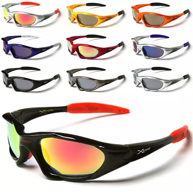 X-Loop Sports Sunglasses Cycling Black Wrap Designer Golf Uv400 Mens Ladies Boys