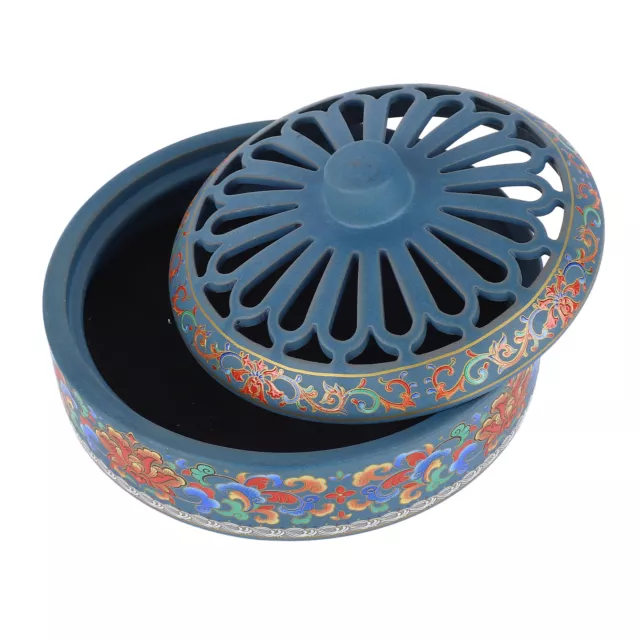 Coil Incense Holder Engraving Incense Burner W/ Lid For Meditation Room Yoga Roo