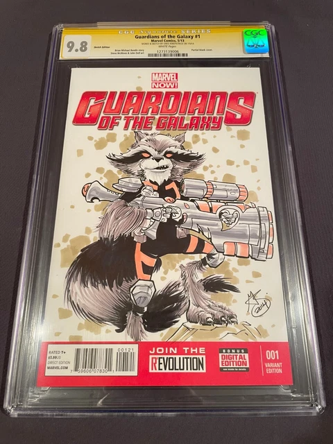 Cgc 9.8 Guardians Of The Galaxy #1 Signed & Sketch Art Greg Kirkpatrick (Rocket)