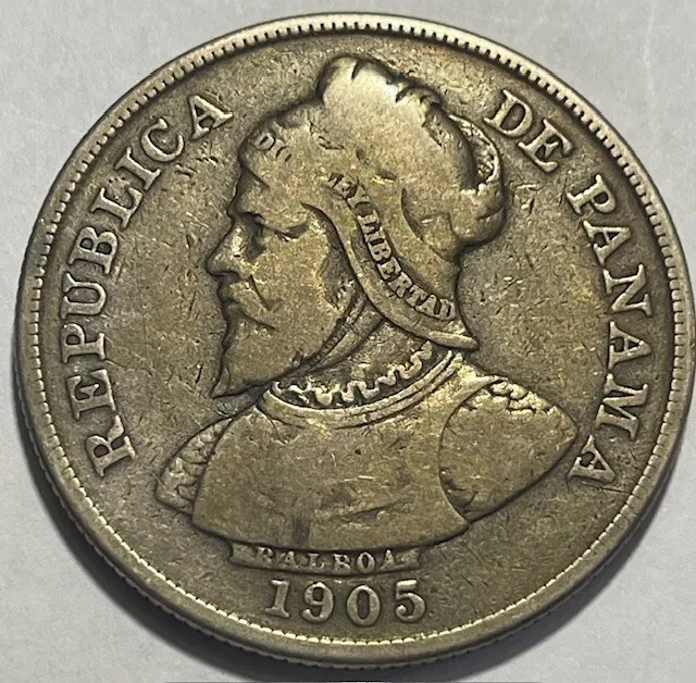 PANAMA - Silver 50 Centesimos de de Balboa - 1905 - Km-5 - Very Fine!