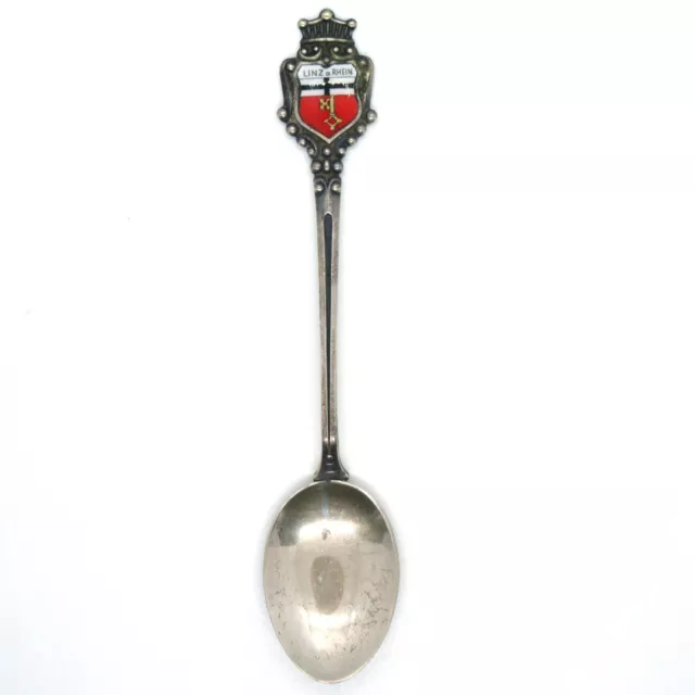 Andenkenlöffel 800 Silber LINZ am Rhein Wappen emailliert Silver Souvenir Spoon