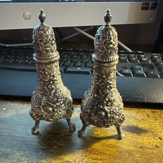 S Kirk & Son Repousse Salt & Pepper Shakers # 58 Estate Find