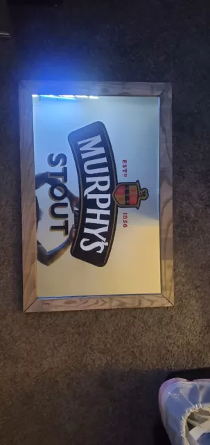 Murphy’s Irish Stout Mirrored Bar Sign HUGE 36X24 BAR BEER rare heavy pub htf