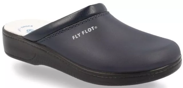 FLY FLOT 543 BLU Ciabatte Zoccoli Uomo Vera Pelle Made in Italy 28093 antiscivol