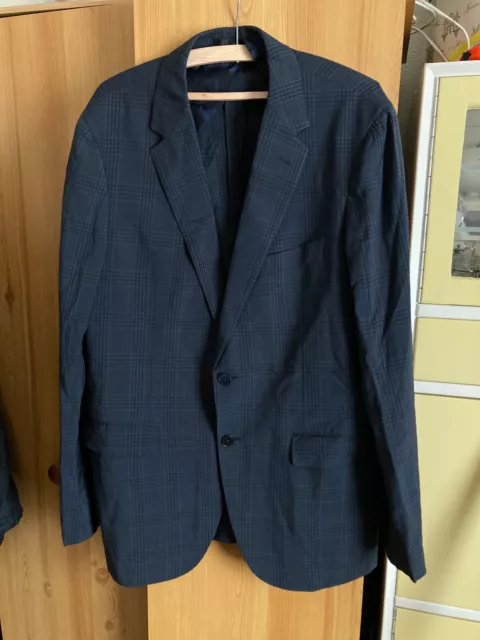 Traje Chaqueta Cerruti 1881 Para Hombre 56 Azul Cuadro Lana Blazer Hecho en Italia