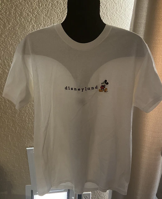 Vintage Disney Shirt Medium White Disneyland Resort Mickey Mouse Embroidered Tee