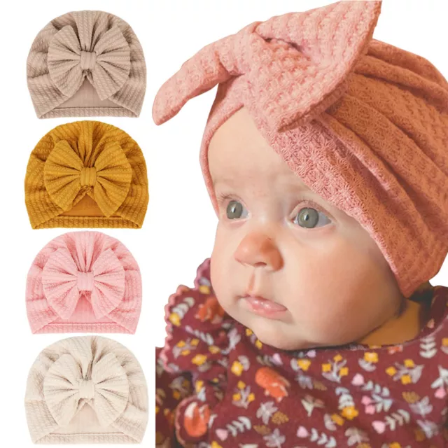 Infant Baby Beanie Turban Hat Girls Bow Knot Cap Newborn Head Wrap Kids Headband