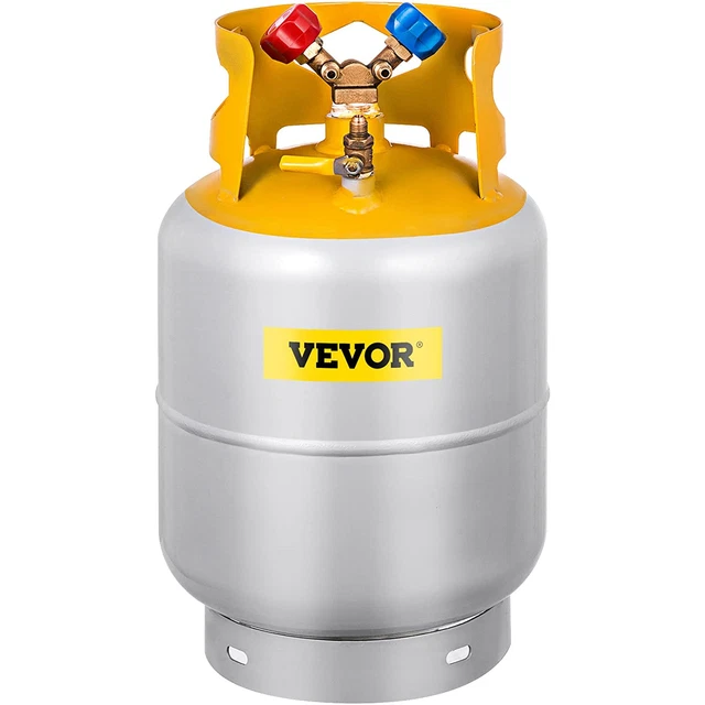 VEVOR Refrigerant Recovery Tank, 30 LBS Capacity, Y-Valve Liquid/Vapor, Double Y