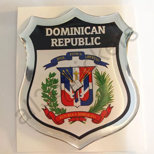 Pegatina Republica Dominicana Escudo de Armas 3D Emblema Vinilo Adhesivo Resina