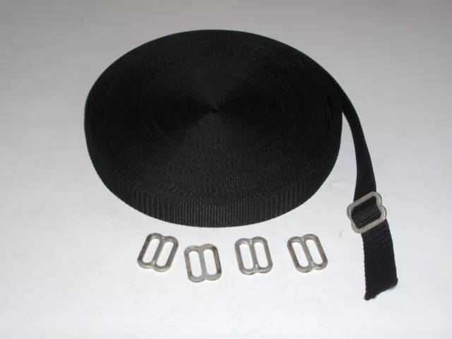 1" x 70 ft, Heavy Weight Black Nylon Strap Webbing, w/ bonus.