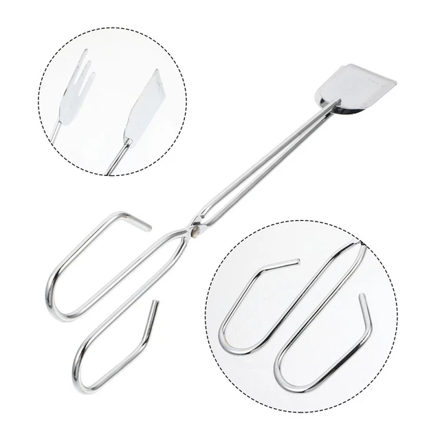 3 Pcs Iron Charcoal Clip Bread Tongs Fruit Stainless Steel Grill