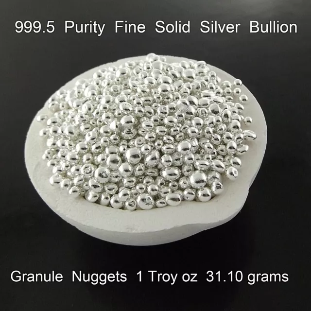 1 oz Silver Bullion Pure Grade .999 Fine Mint Granules Nuggets 31.10 grams