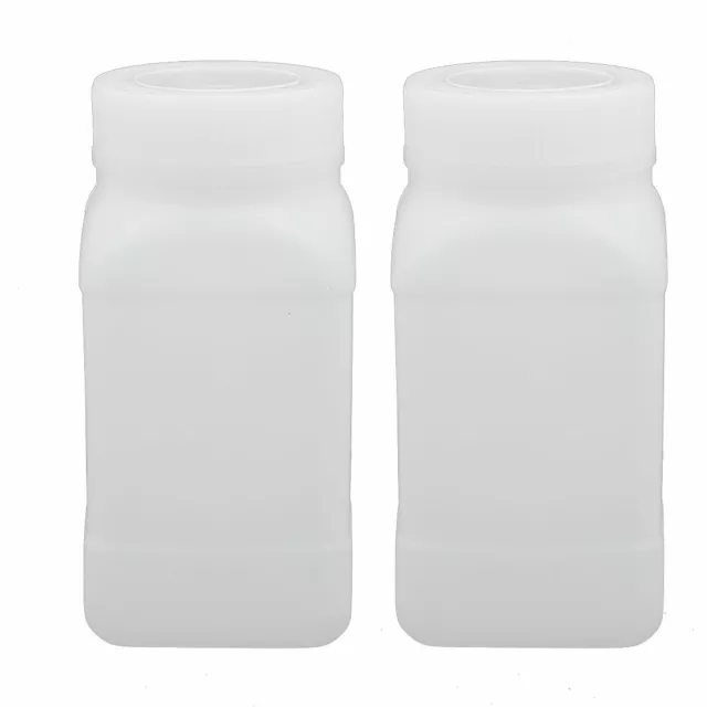 2pcs 250ml HDPE Plastic Container Wide Mouth Bottle White w Thicker Cover