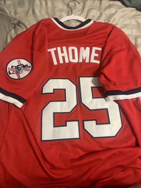 Jim Thome 1976 Cleveland Indians Cooperstown Men's Red Jersey w/ Patch Size L