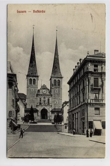 AK Luzern, Straßenpartie m. Hofkirche, 1909