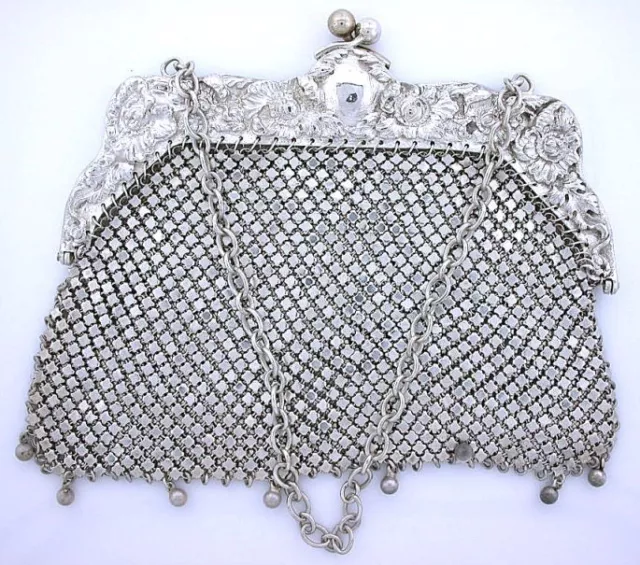 1880 Large Ornate Howard & Cockshaw Co Victorian Antique Sterling Silver Purse