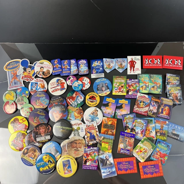 LOT OF 65++ Disney Movie DVD VHS Walmart Release Promo Pinback Buttons