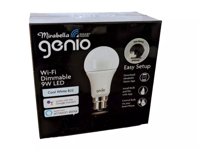GENIO I002607 GLS ES Dimmable 9W RGBW Mirabella LED WiFi B22 Cool