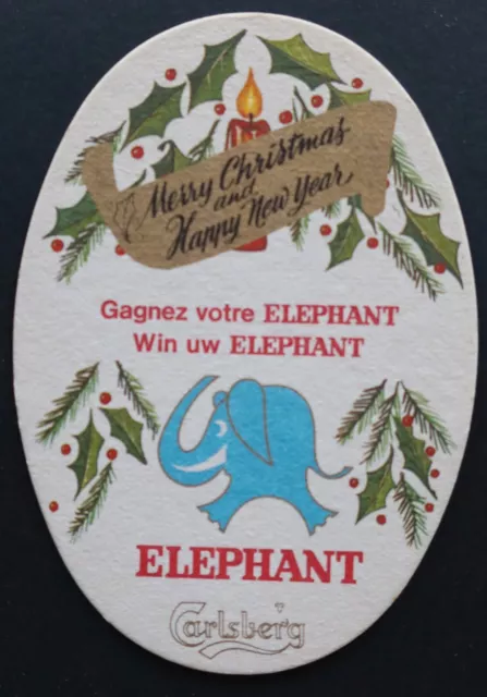Sous-bock bière CARLSBERG ovale Merry Christmas XMAS 1 éléphant coaster 1