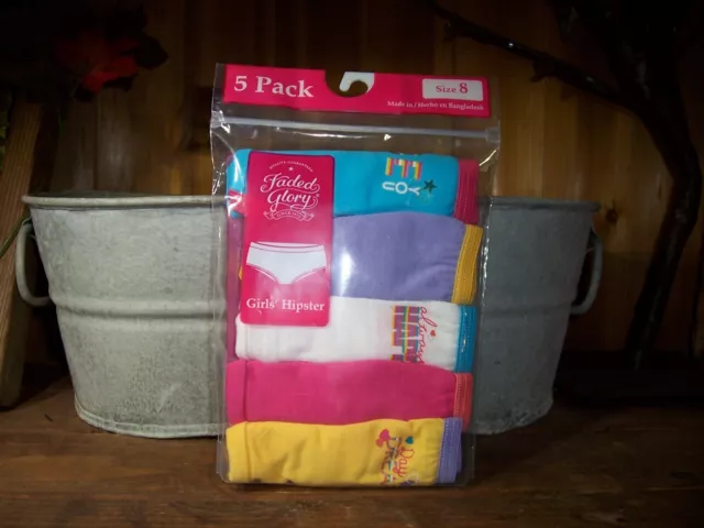 Faded Glory Girls Hipster Underwear 5 Pack Size 8 With Various Sayings School Faded Glory Girls Hipster Underwear 5 Pack Size 8 With Various Sayings School