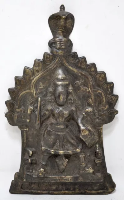 Antique Brass Fine God Shiva Idol Figurine Panel Original Old Hand Crafted