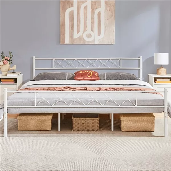 Twin Full Queen King Metal Platform Bed Frame w/Headboard Footboard 2